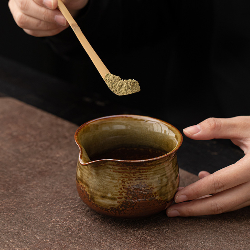 Bol Matcha En Grès Émaillé Avec Relief Rustique