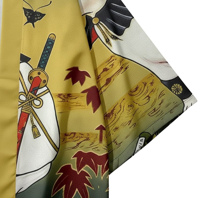 Ensemble Kimono Style Japonais En Veste Ample Et Short Illustré
