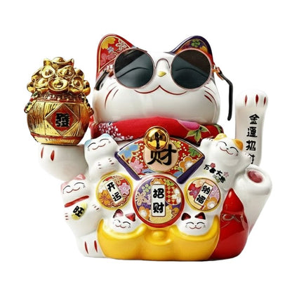 Maneki Neko Figurine Chat Traditionnelle 17 cm