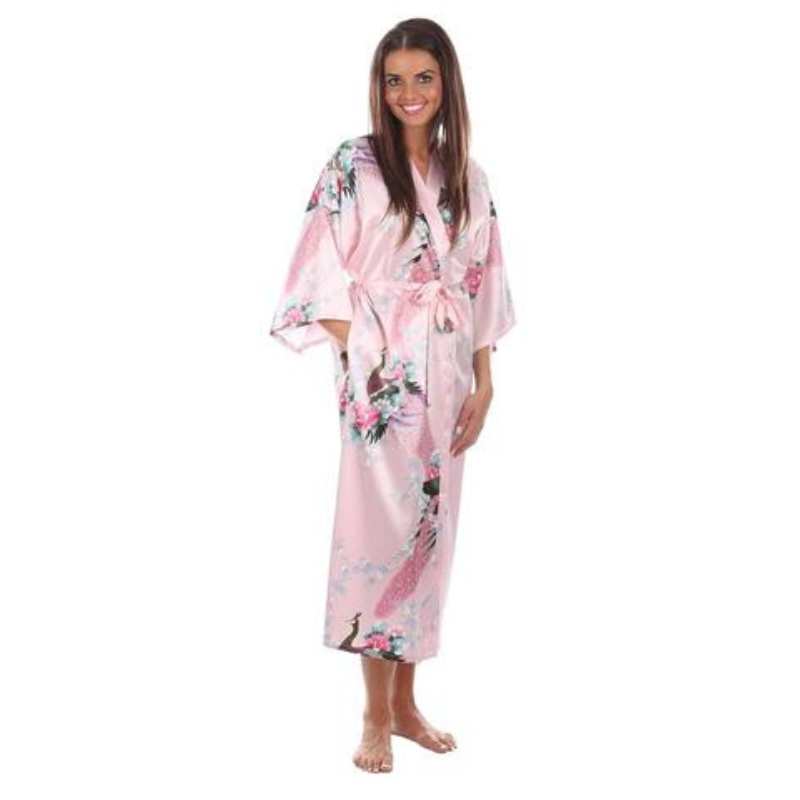 Kimono Long En Satin Avec Motifs Floraux Élégants