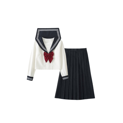 Uniforme Japonais En Ensemble Marin Avec Nœud Élégant