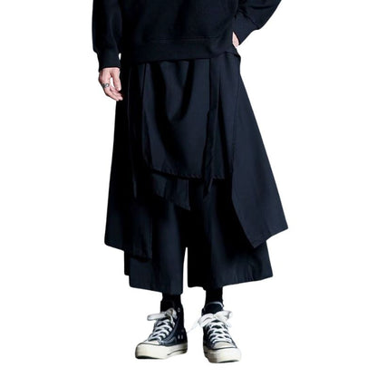 Hakama Homme Noir Ample Avec Double Couche Gothique