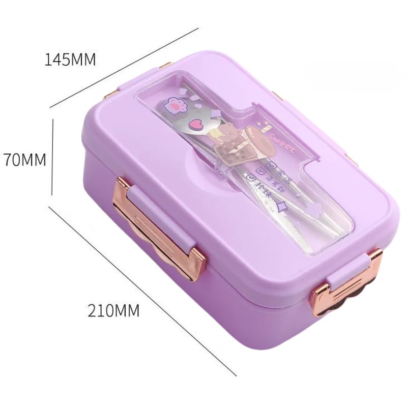 Boîte Bento Japonaise Violette Style Kawaii