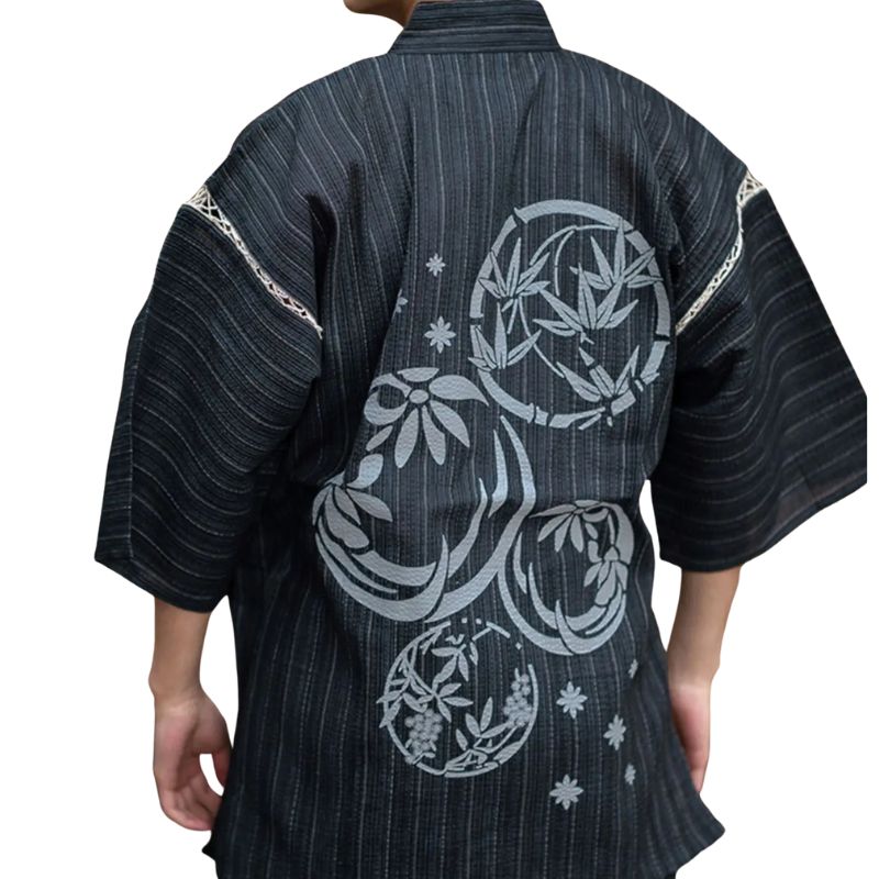 Jinbei Homme Japonais Noir Traditionnel