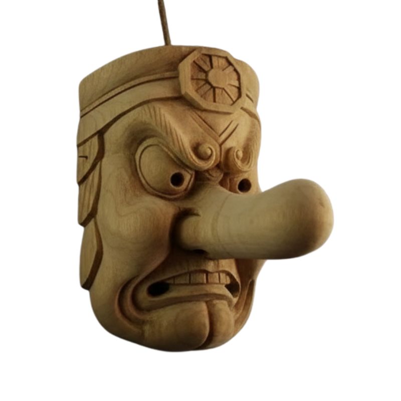 Masque Nô Traditionnel En Bois Massif