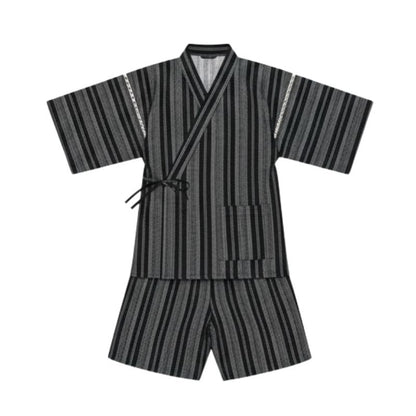 Jinbei Homme Japonais Rayé en Ensemble Kimono Et Short