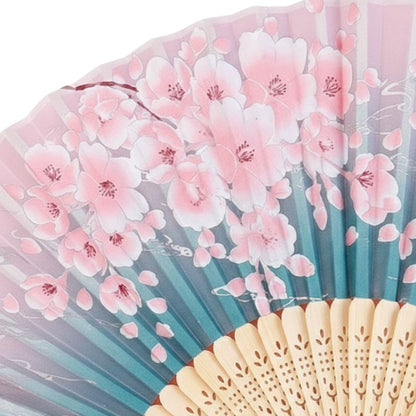 Éventail Japonais Traditionnel Rose Et Bleu