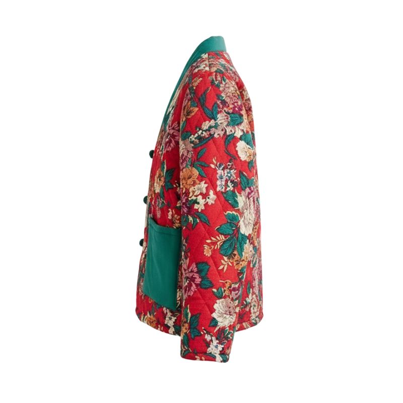 Hanten Femme Rouge Intense En Motif Floral