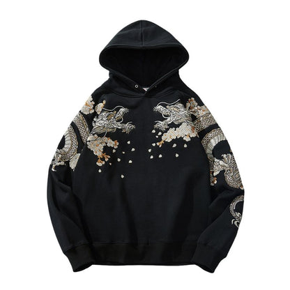 Sweat Japonais En Noir Avec Broderie Phénix