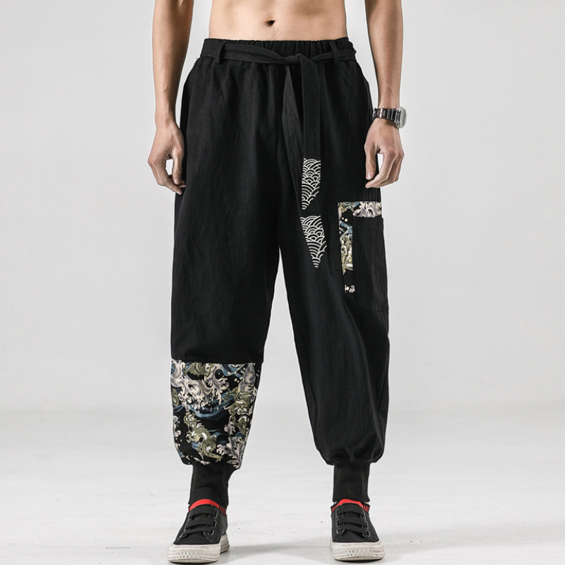 Pantalon Japonais Sarouel Homme Coupe Ample Imprimée