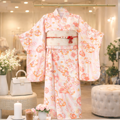 Kimono Traditionnel Style Festival Avec Fleurs Japonaises Colorées