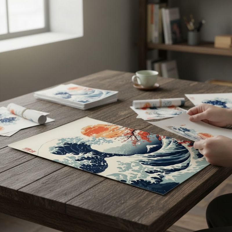 Tableau Japonais Aux Grande Vague