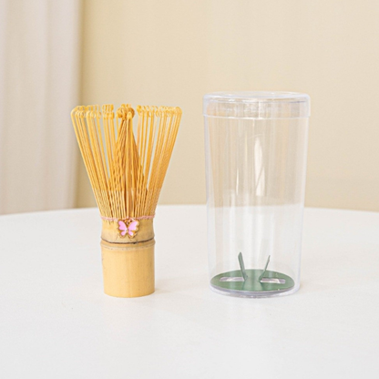 Fouet Matcha En Bambou Naturel Avec Ornement Papillon