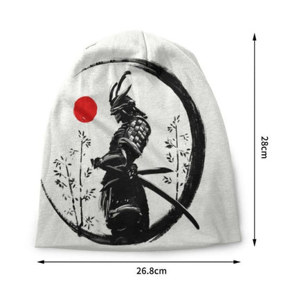 Bonnet Japonais Blanc Avec Illustration Samouraï