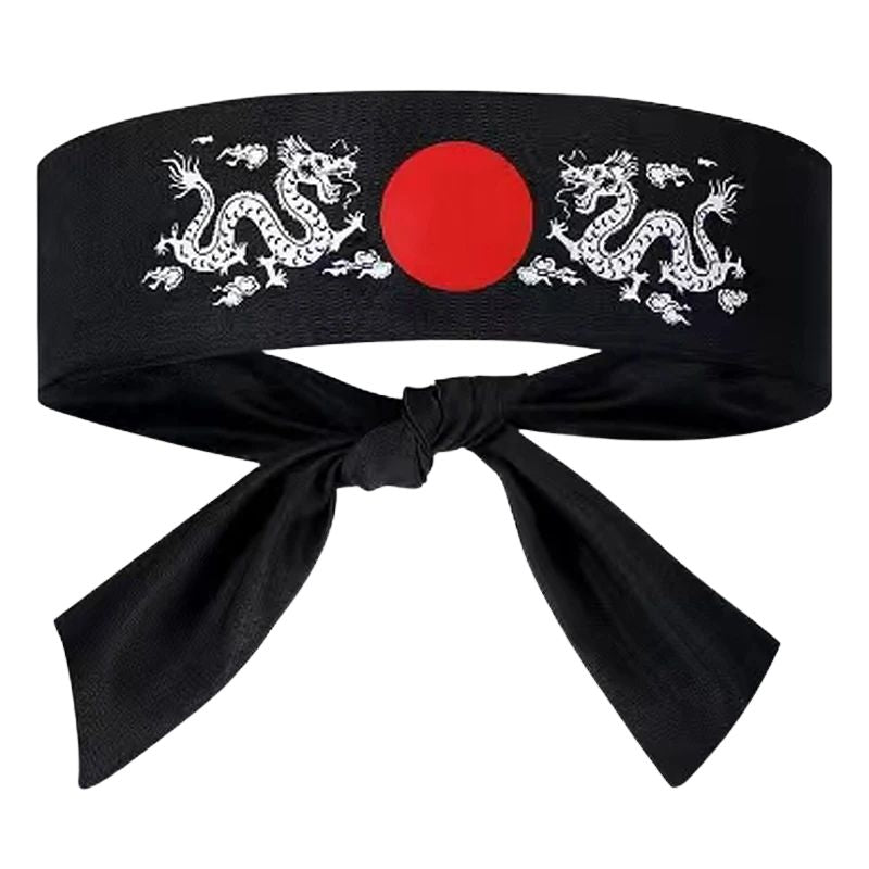 Hachimaki Avec Soleil Rouge Et Dragons