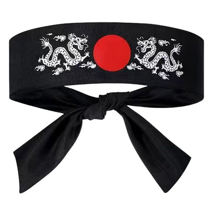 Hachimaki Avec Soleil Rouge Et Dragons
