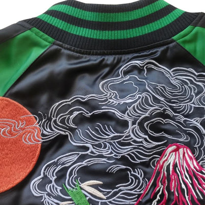 Sukajan Homme Avec Broderie Bambou Et Nuages Japonais