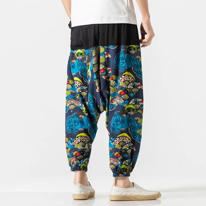 Pantalon Japonais Ample Homme À Motifs Traditionnels