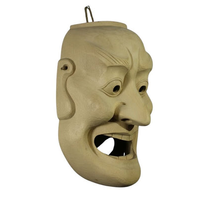 Masque Nô En Bois Sculpté Avec Expression Théâtrale Intense