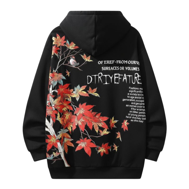Sweat Japonais En Blanc Avec Motif Feuilles Érable Artistique