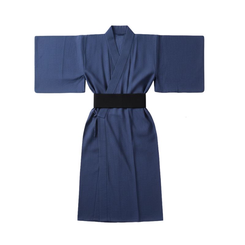 Kimono Japonais Long En Tissu Texturé Avec Ceinture