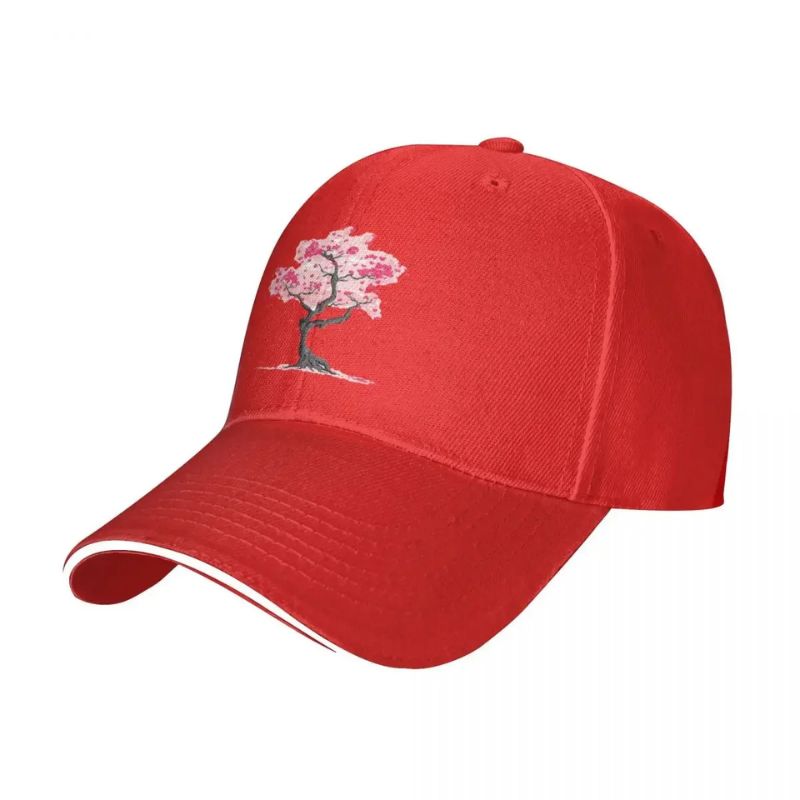Casquette Japonaise Blanche Avec Motif Cerisier Sakura