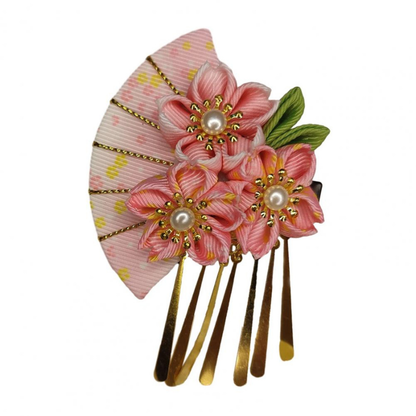 Kanzashi Fleur Japonaise Avec Détails Dorés