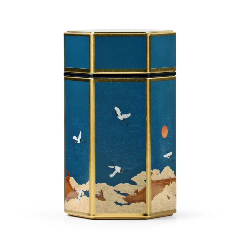 Boîte à Thé Japonaise Hexagonale Bleue
