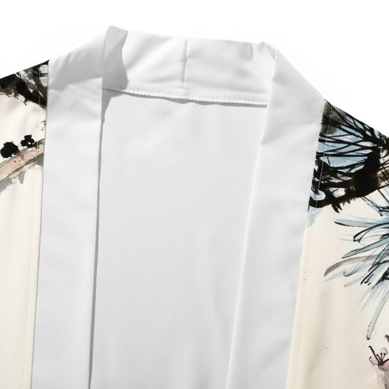 Haori Homme Style Japonais Traditionnel Grues Symboliques