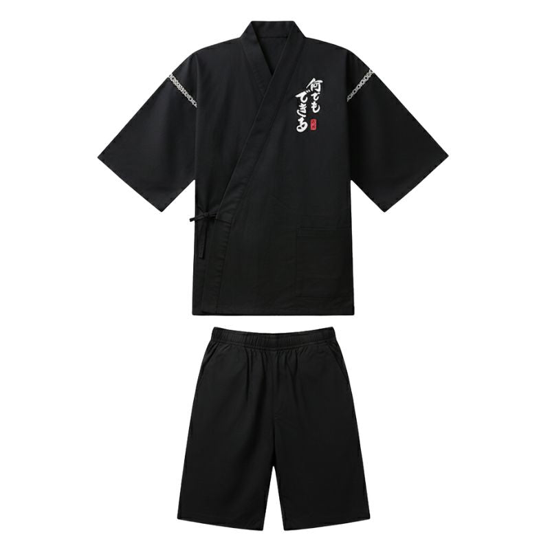 Jinbei Homme Japonais Avec Calligraphie Et Coupe Ample