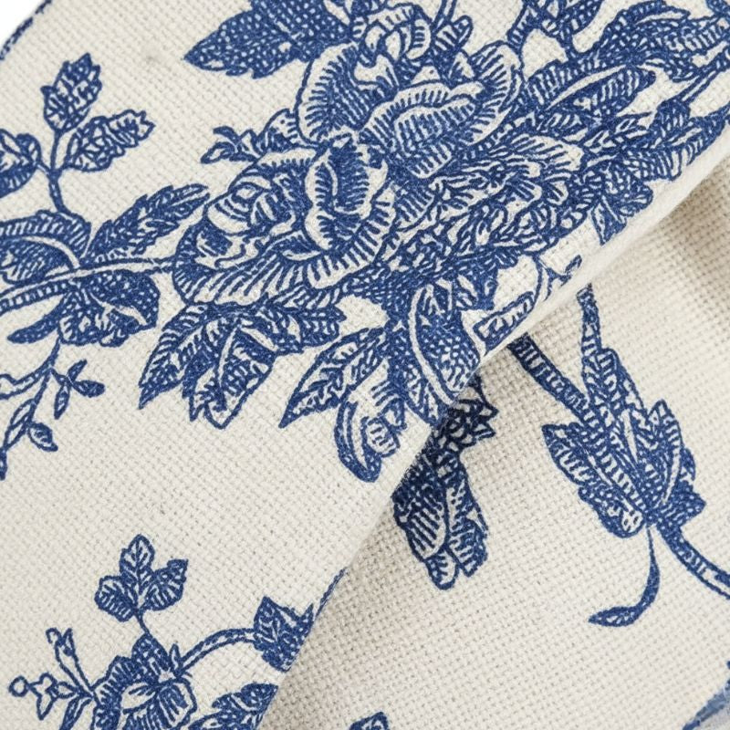Sac Japonais En Toile Écrue Avec Imprimé Fleurs Bleues