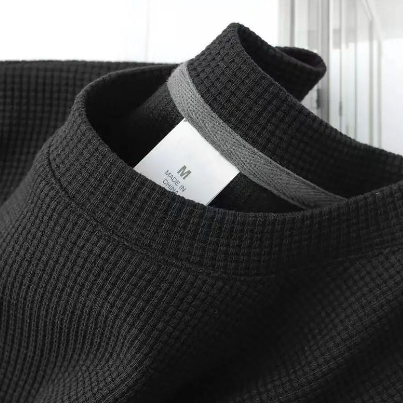 T-Shirt Japonais Minimaliste Gaufre Avec Col Rond