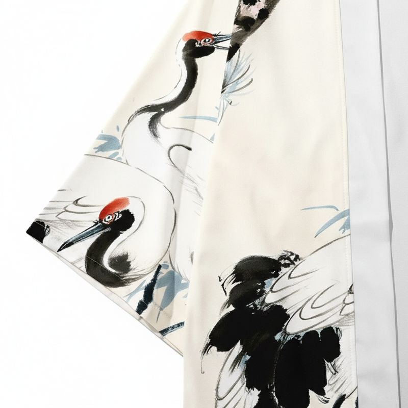 Haori Homme Style Japonais Traditionnel Grues Symboliques
