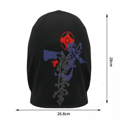 Bonnet Japonais Noir Style Ninja Avec Motif Kanji