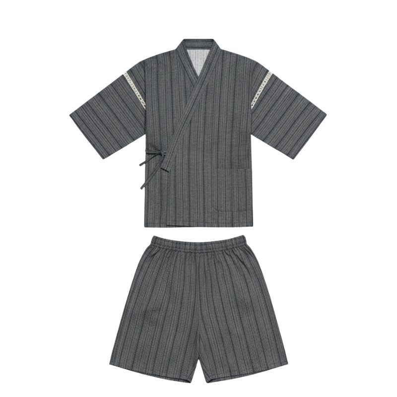 Jinbei Homme Japonais Rayé en Ensemble Veste Et Short