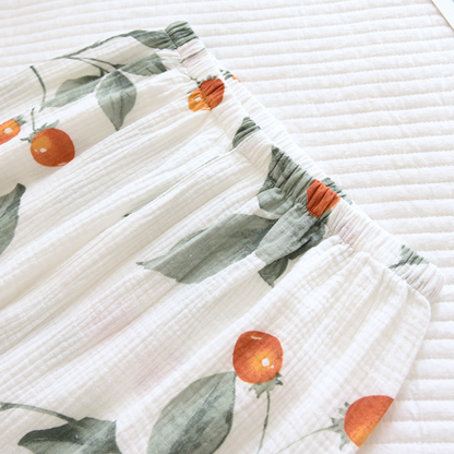 Kimono En Ensemble Pyjama Blanc Avec Motifs Fruits Et Feuilles