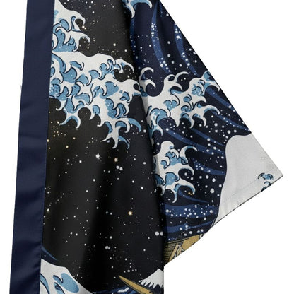 Ensemble Kimono Japonais Avec Motif Vagues Nocturnes