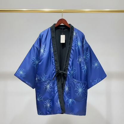 Hanten Homme Japonais Bleu à Motif Géométrique