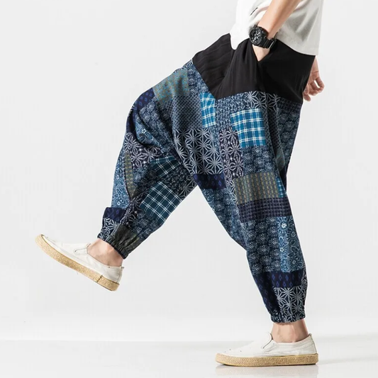 Pantalon Japonais Harem Homme Style Patchwork