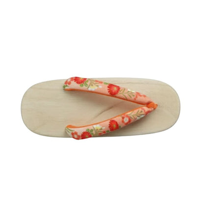 Sandales Geta En Bois Avec Lanière Fleurie Orange