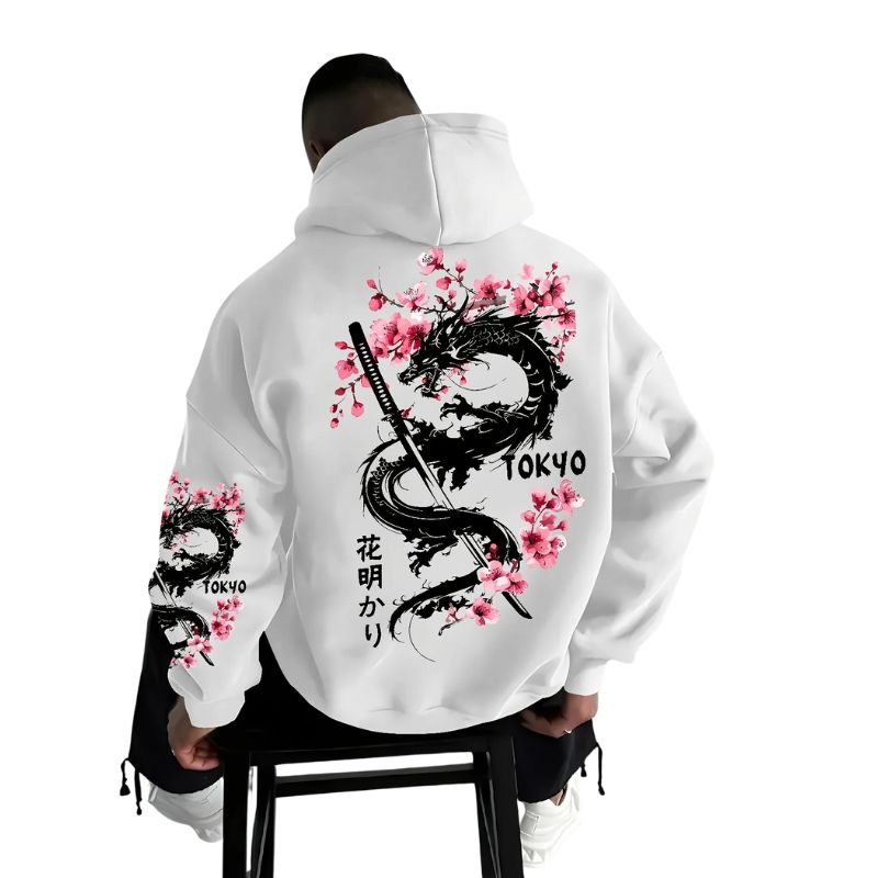 Sweat Japonais Avec Illustration Dragon Élégante