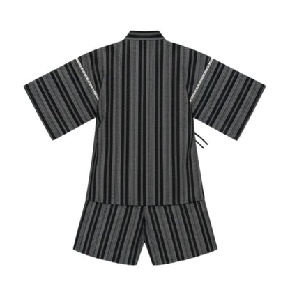 Jinbei Homme Japonais Rayé en Ensemble Kimono Et Short