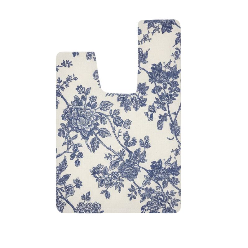 Sac Japonais En Toile Écrue Avec Imprimé Fleurs Bleues