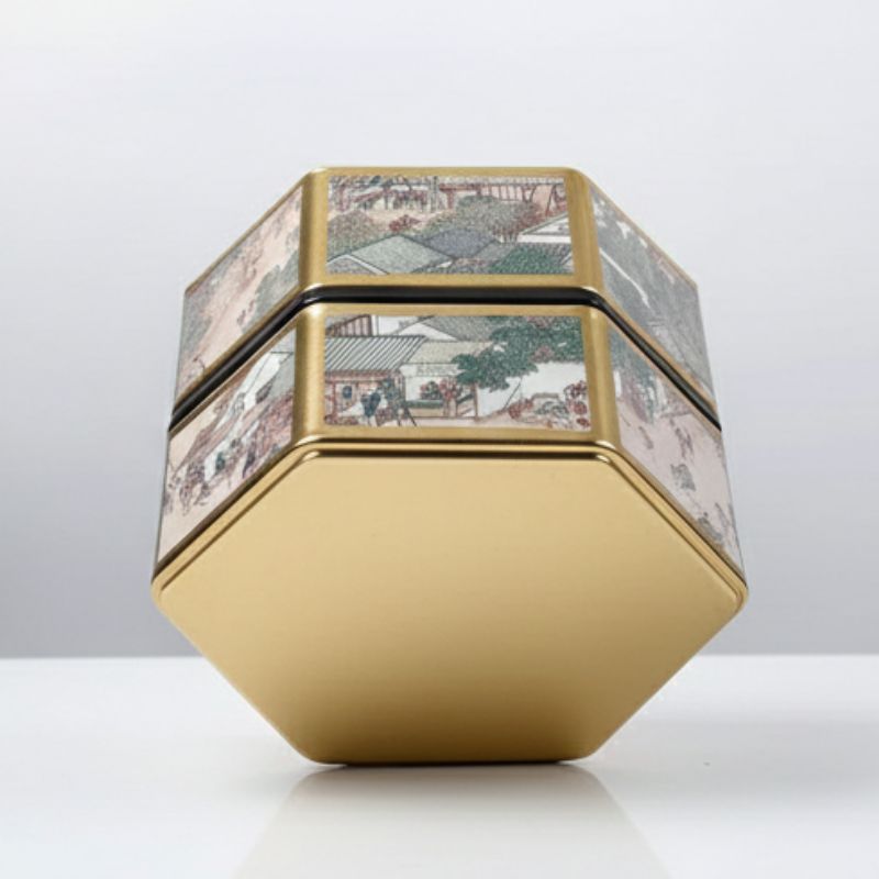 Boîte à Thé Japonaise Hexagonale D’inspiration Ancienne