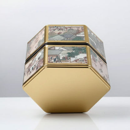 Boîte à Thé Japonaise Hexagonale D’inspiration Ancienne