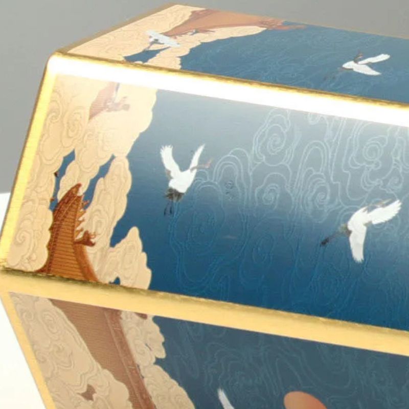 Boîte à Thé Japonaise Hexagonale Bleue