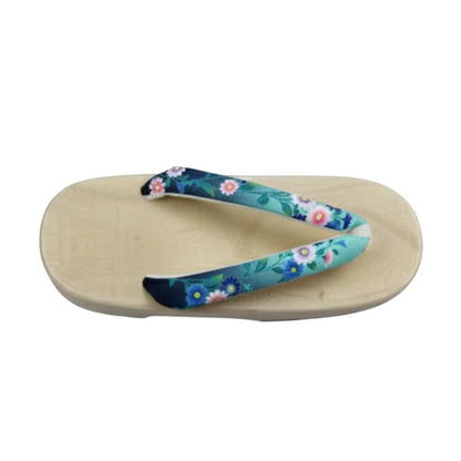 Sandales Geta Avec Lanière Turquoise Fleurie