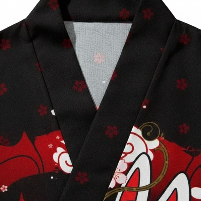 Ensemble Kimono Avec Illustration Kitsune Élégante