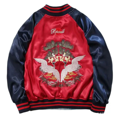 Sukajan Homme En Satin Avec Broderie Aigle