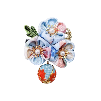 Kanzashi Fleur Sakura Avec Perles Et Ornement Tissu
